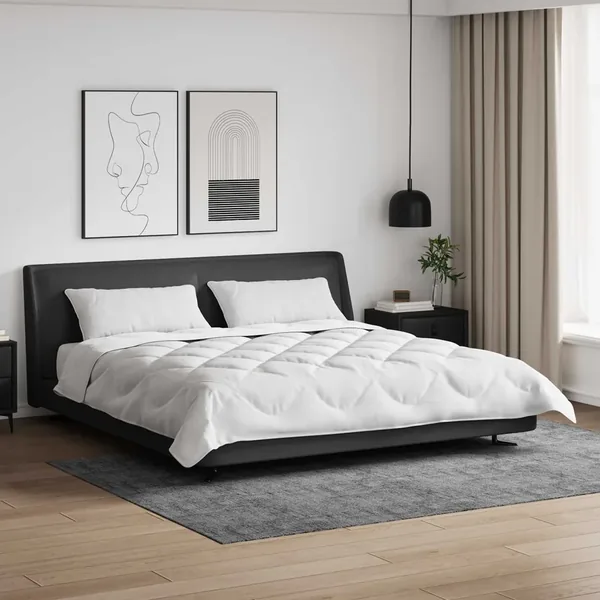 Ensemble de Duvet 3 pcs Blanc Microfibre et Plumes D'oie