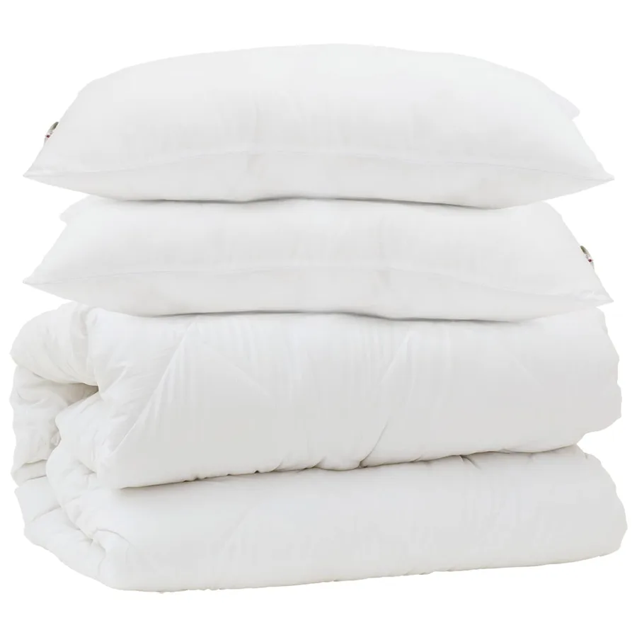 Ensemble de Duvet 3 pcs Blanc Microfibre et Plumes D'oie - 2