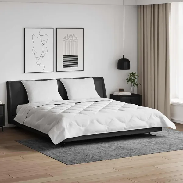 Duvet d'été simple avec oreiller 3 pcs Blanc Microfibre