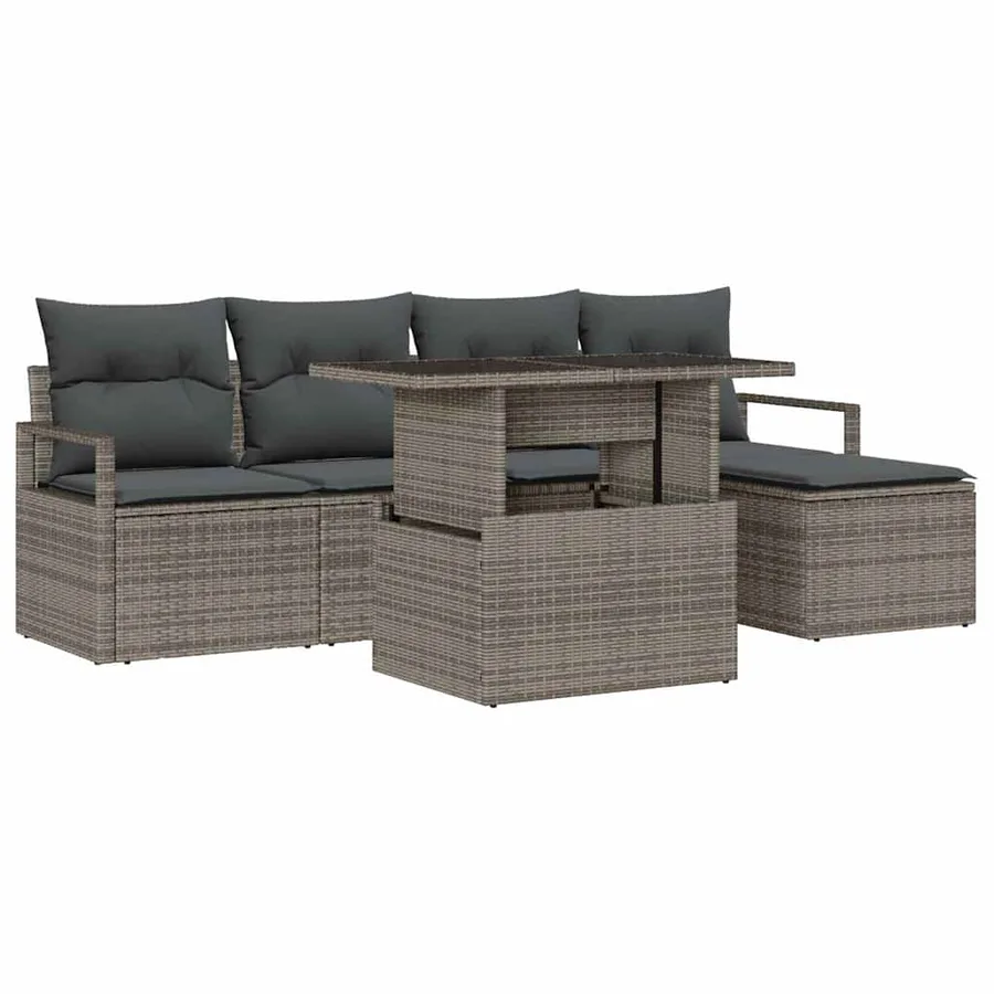 Ensemble de canapé de jardin avec coussin 6 pcs Gris - 2