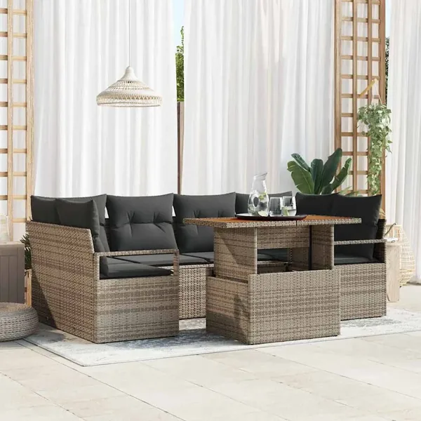 Ensemble de canapé de jardin avec coussin 7 pcs Gris