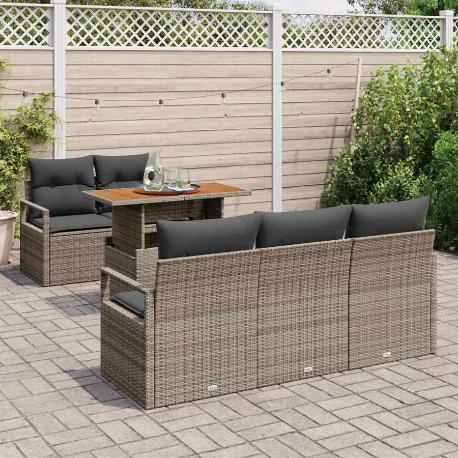 Ensemble de canapé de jardin avec coussin 6 pcs Gris - 3