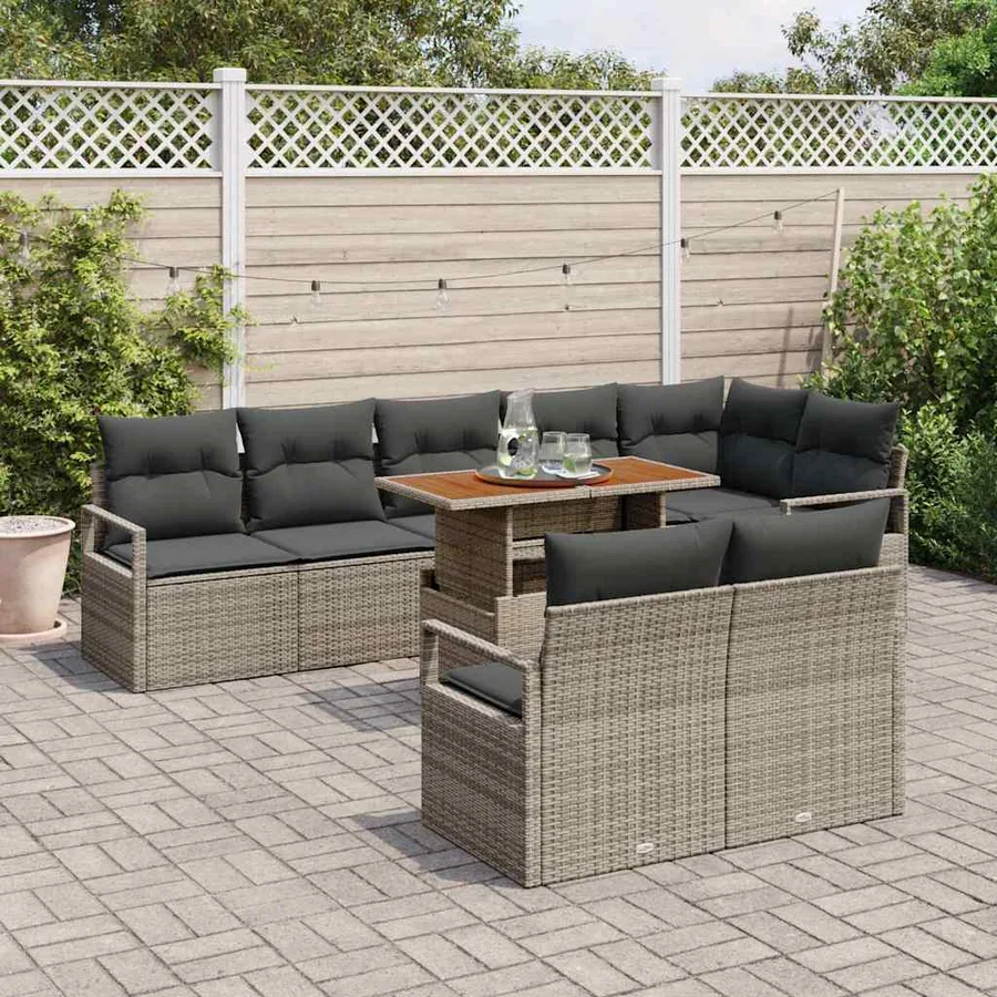 Ensemble de canapé de jardin 9 pc 8-Nombre de places - 3