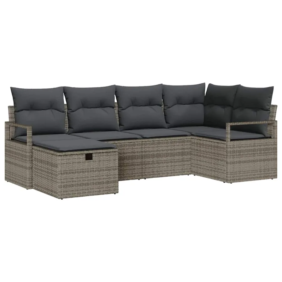 Ensemble de Canapés avec coussin avec stockage Gris polyrotin - 2