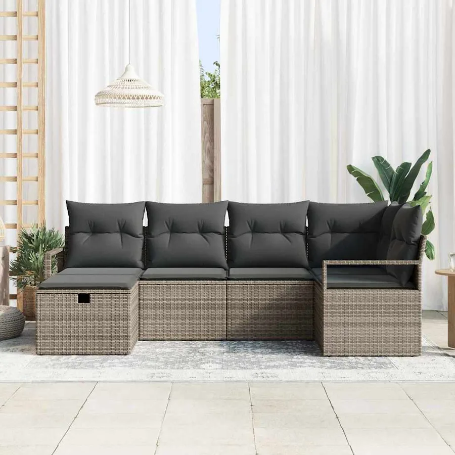 Ensemble de Canapés avec coussin avec stockage Gris polyrotin - 3
