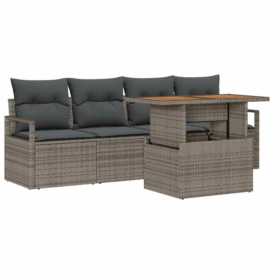 Ensemble de canapé de jardin avec coussin 5 pcs Gris - 2