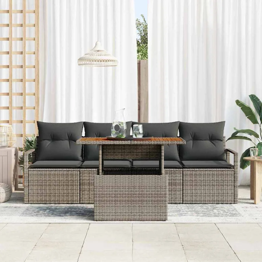 Ensemble de canapé de jardin avec coussin 5 pcs Gris - 3