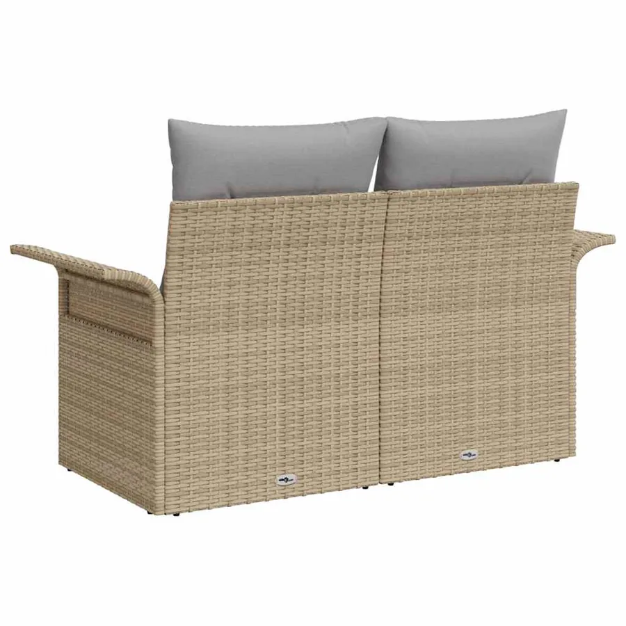 Canapé de jardin avec coussin Beige 141 x 62 x 69 cm polyrotin - 4