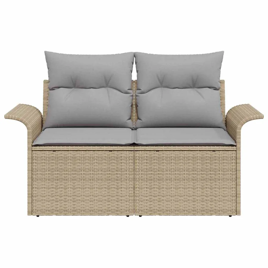 Canapé de jardin avec coussin Beige 141 x 62 x 69 cm polyrotin - 5