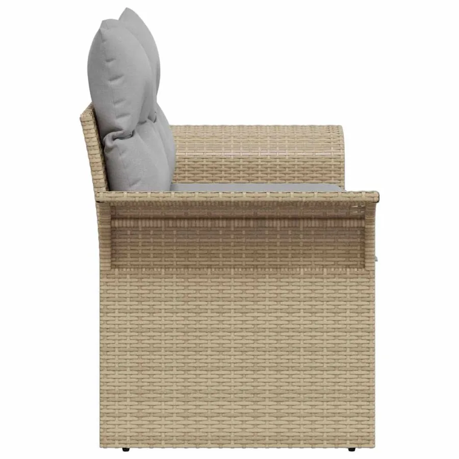 Canapé de jardin avec coussin Beige 141 x 62 x 69 cm polyrotin - 6