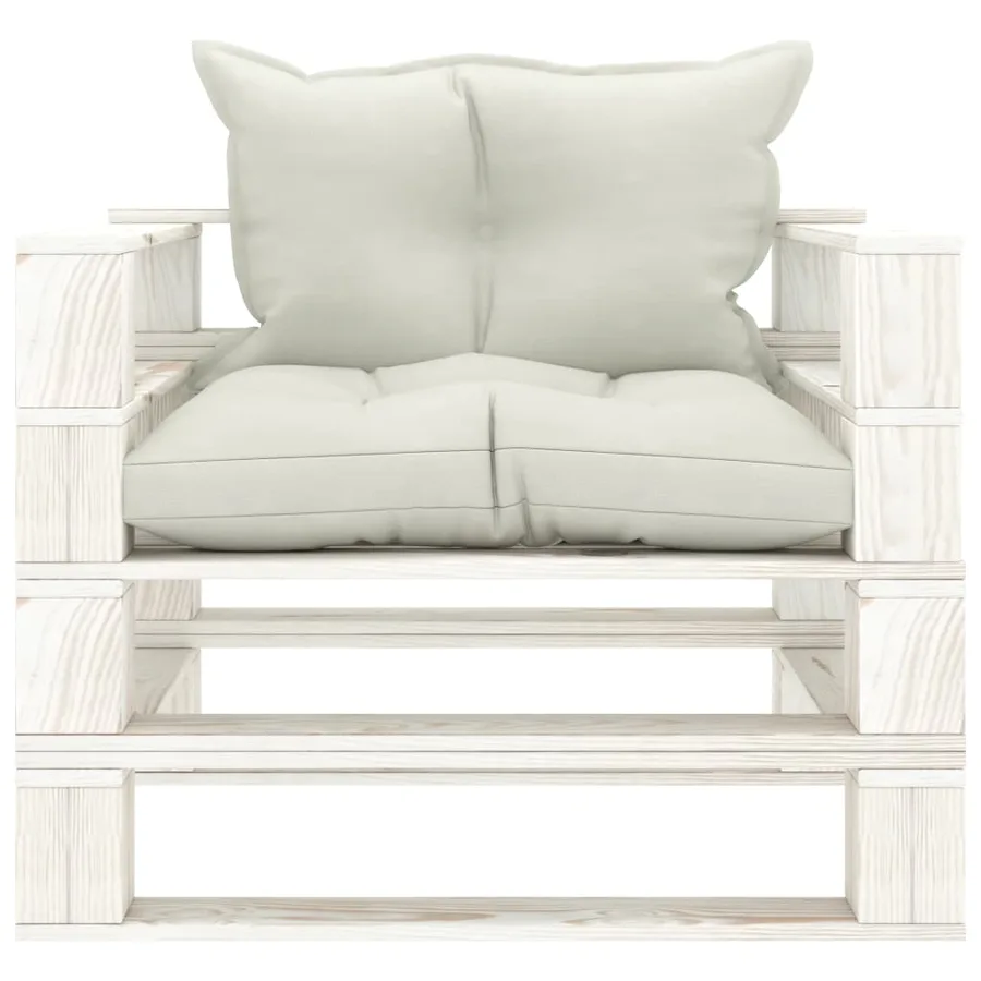 Canapé palette de jardin avec coussins beige Bois - 2