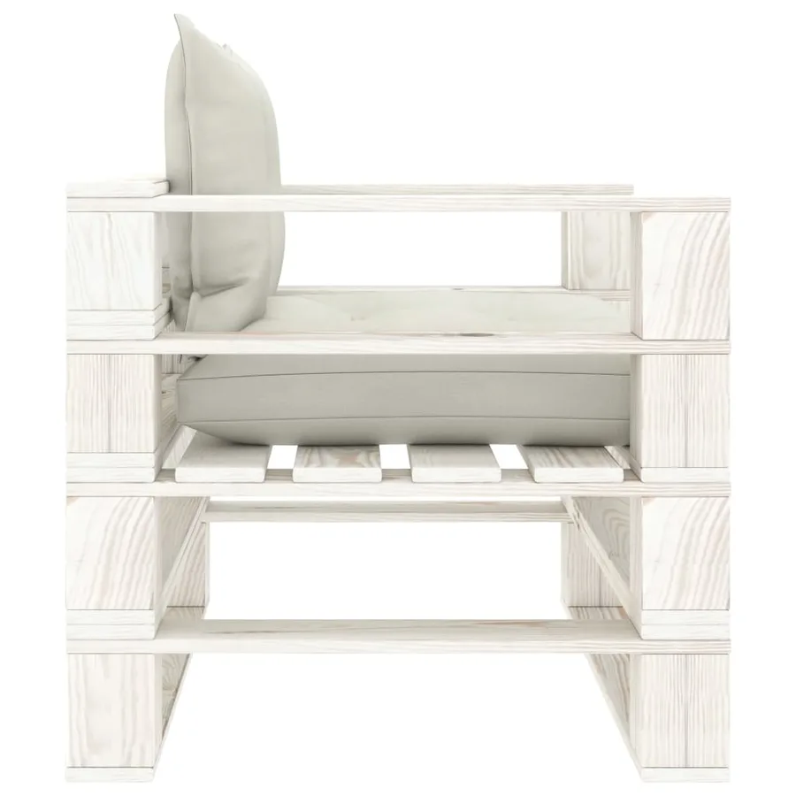 Canapé palette de jardin avec coussins beige Bois - 3