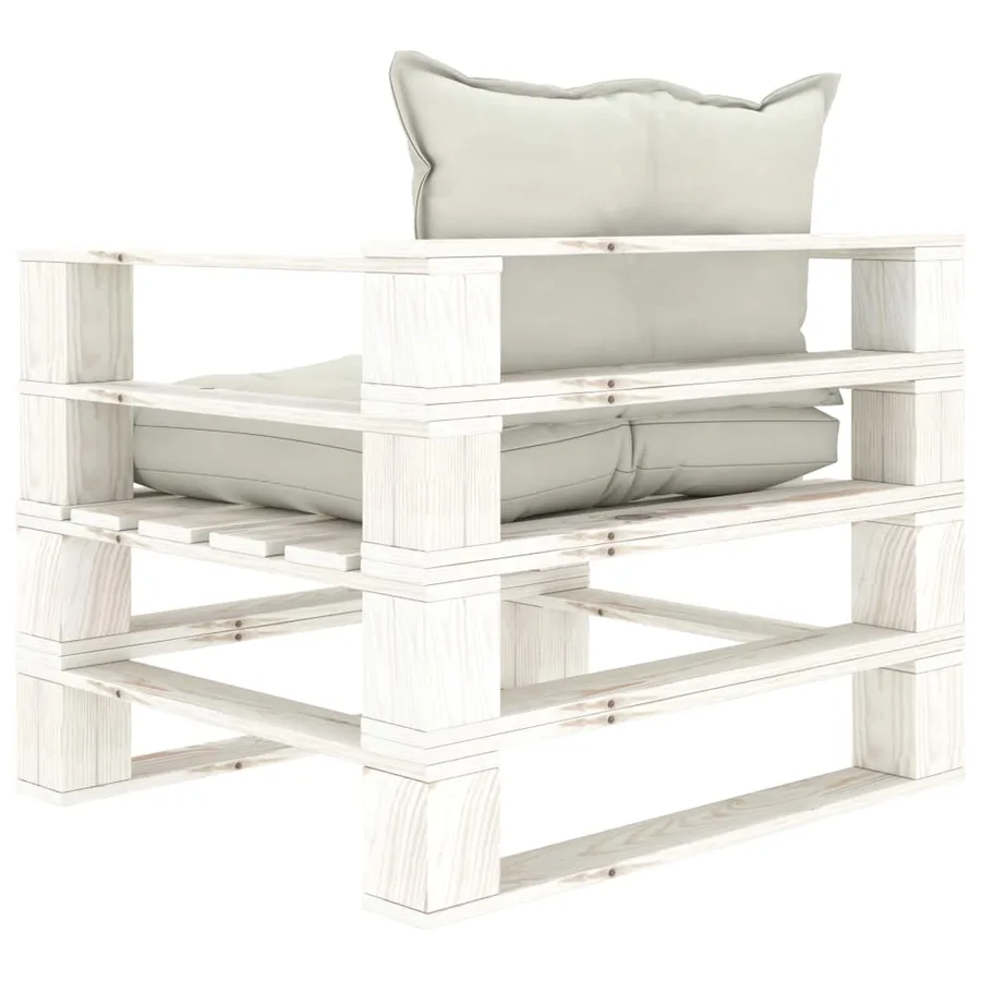Canapé palette de jardin avec coussins beige Bois - 4
