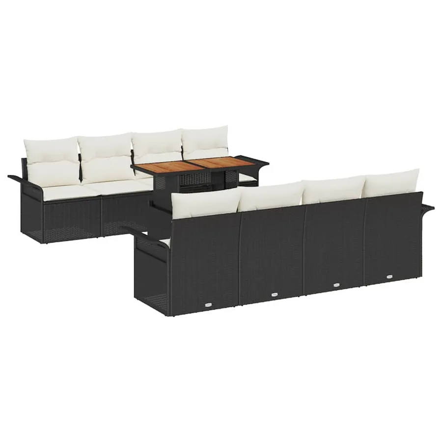Ensemble de canapé de jardin 7 pcs Noir et Crème polyrotin - 2