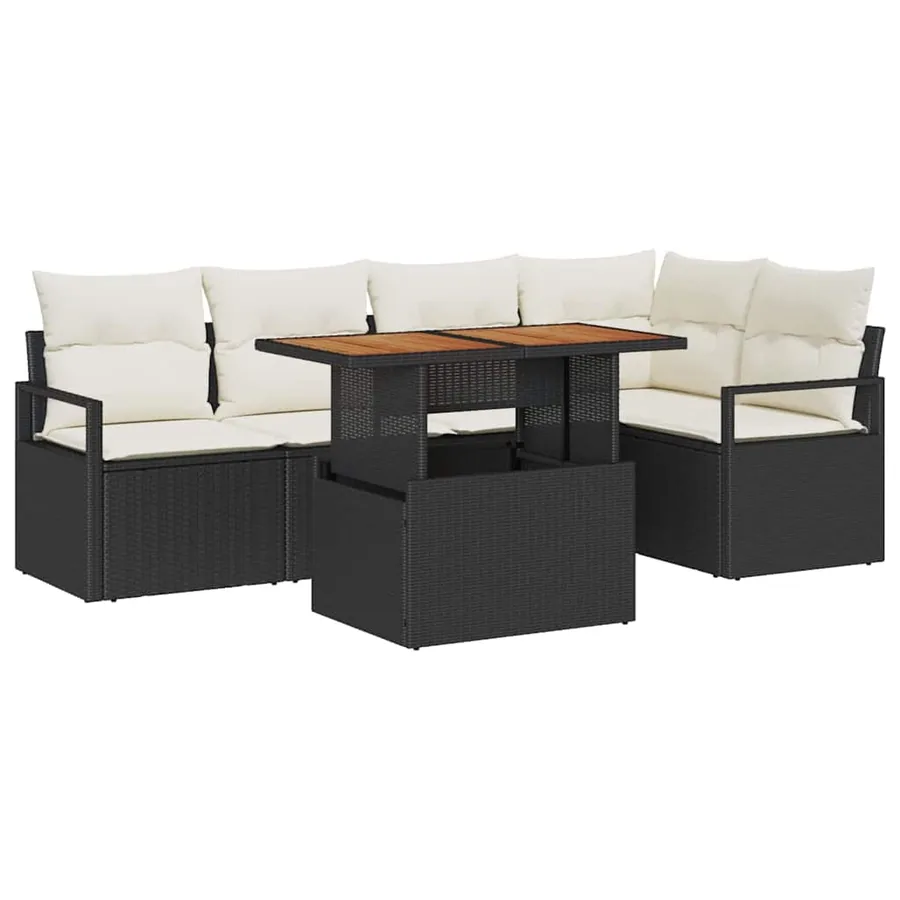 Ensemble de canapé de jardin 6 pc 5-Nombre de places - 2