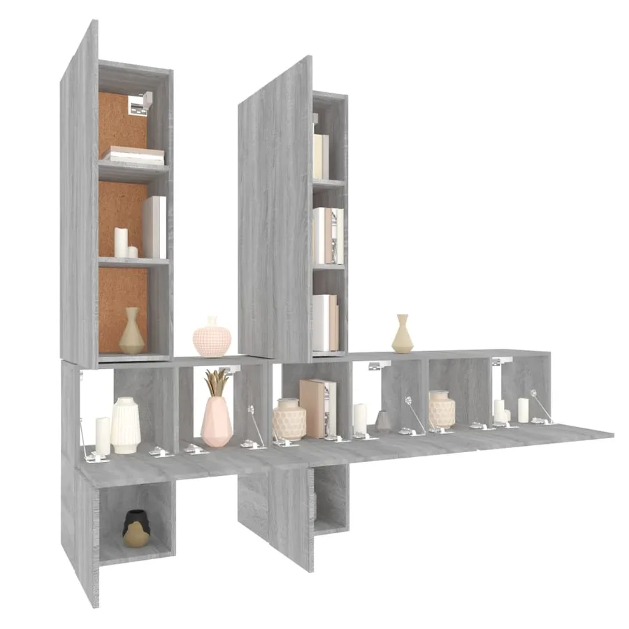 Ensemble de meubles TV 7 pcs Sonoma gris Bois d'ingénierie - 4