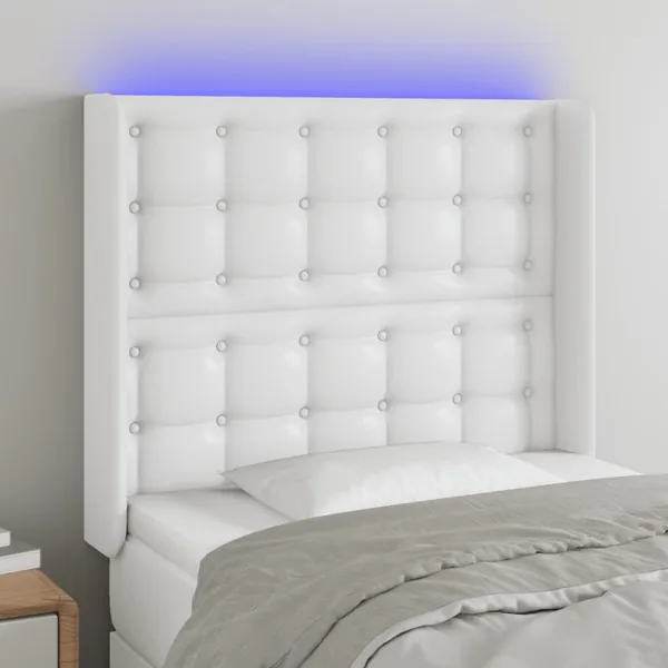 Tête de lit à LED Blanc 83x16x118/128 cm Similicuir