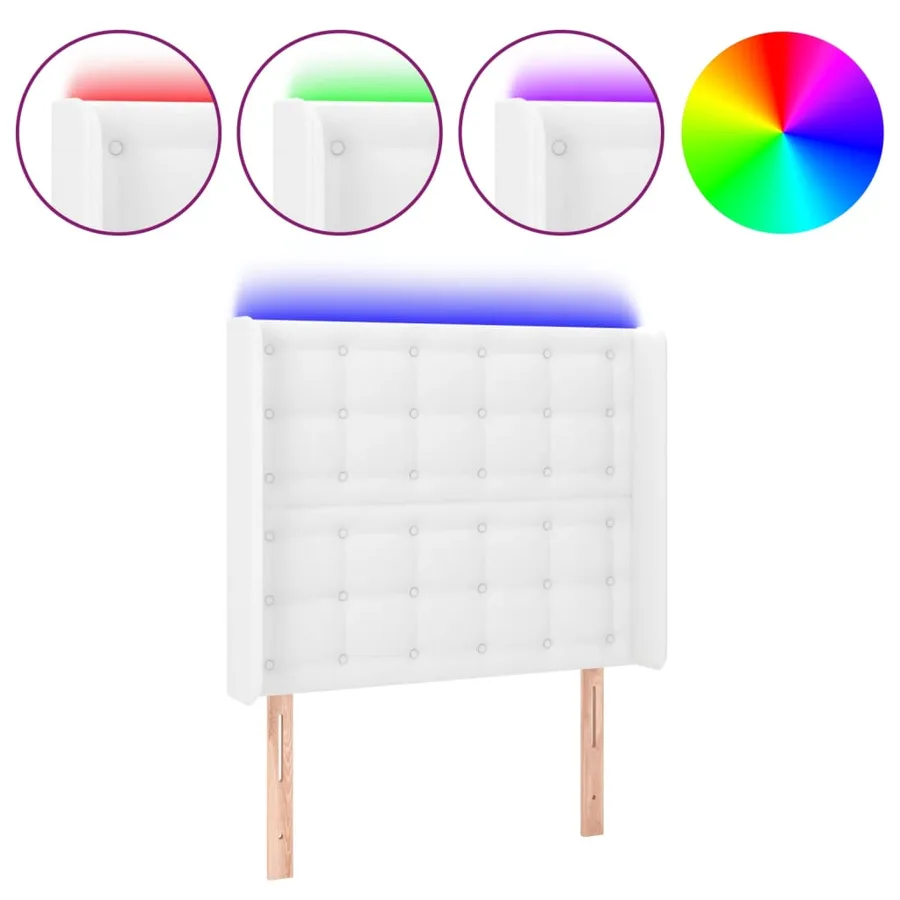 Tête de lit à LED Blanc 83x16x118/128 cm Similicuir - 2