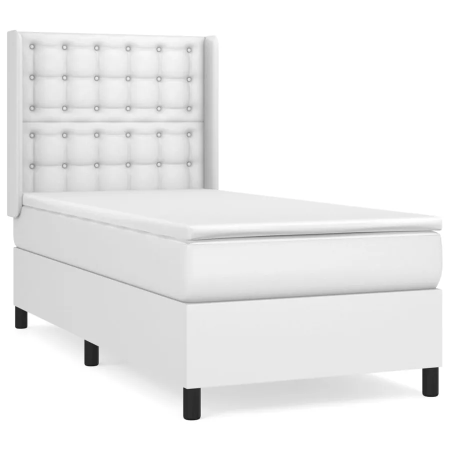 Sommier à lattes de lit avec matelas Blanc 80x200 cm Similicuir - 2