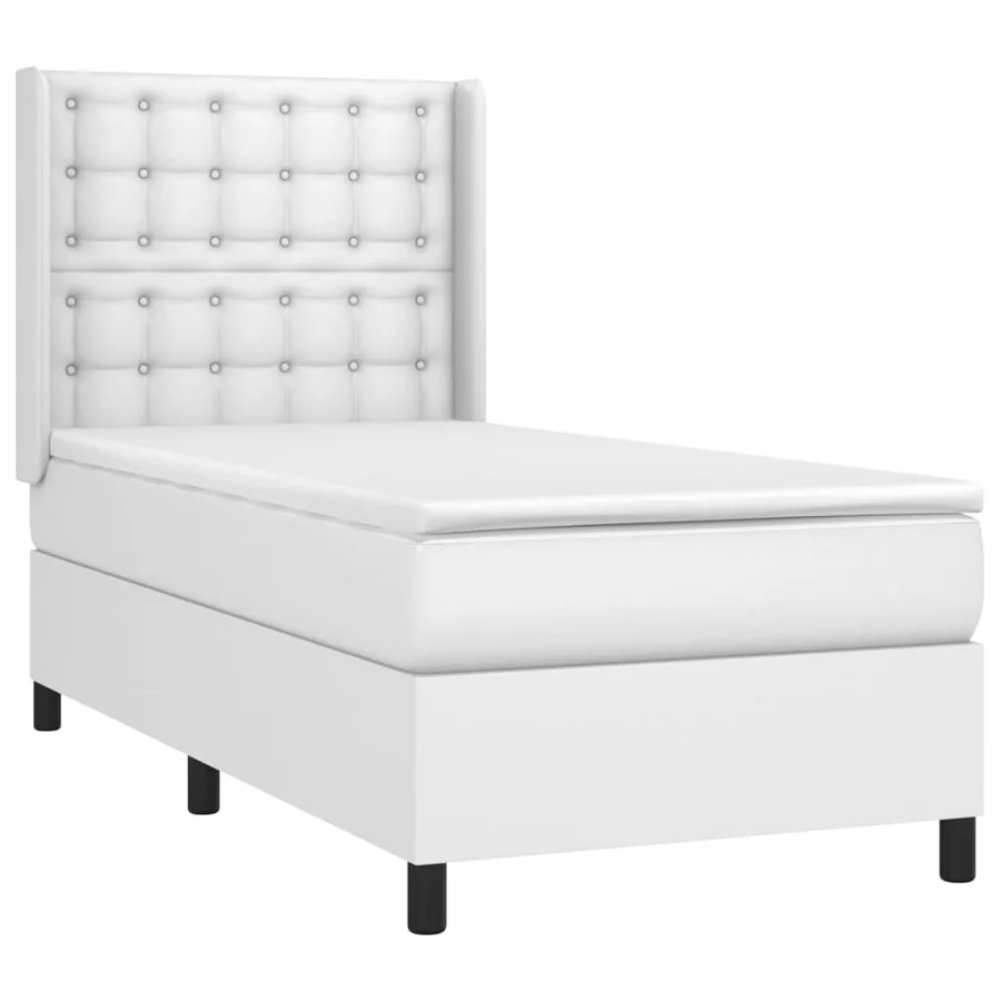 Sommier à lattes de lit avec matelas Blanc 80x200 cm Similicuir - 3