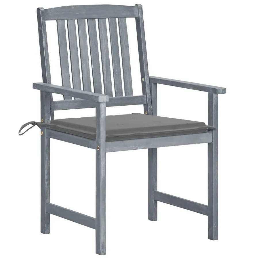 Chaises de jardin et coussins lot de 8 Bois acacia solide Gris - 2