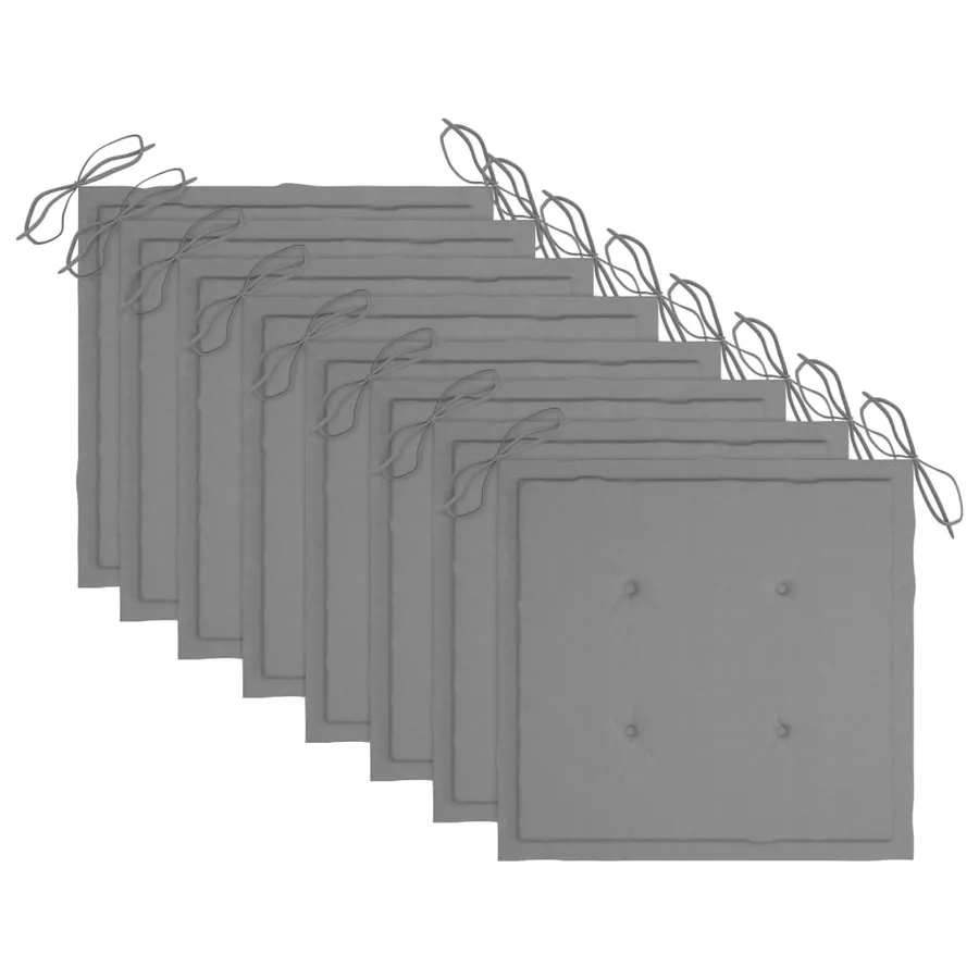 Chaises de jardin et coussins lot de 8 Bois acacia solide Gris - 6