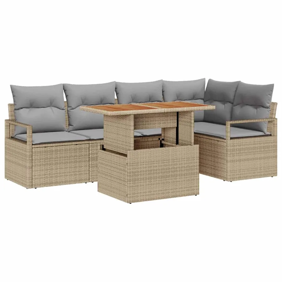 Ensemble de canapé de jardin 6 pc 5-Nombre de places - 2