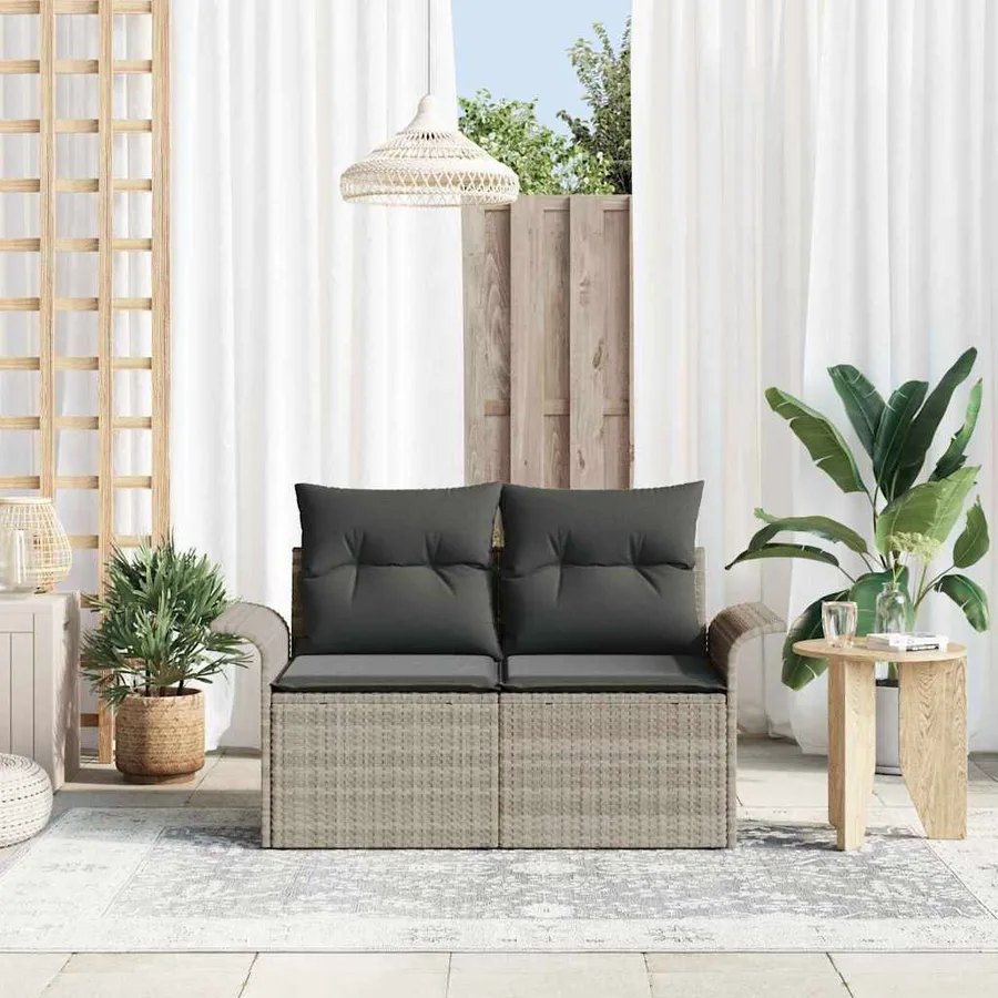 Canapé de jardin Gris clair 141 x 62 x 69 cm polyrotin - 3