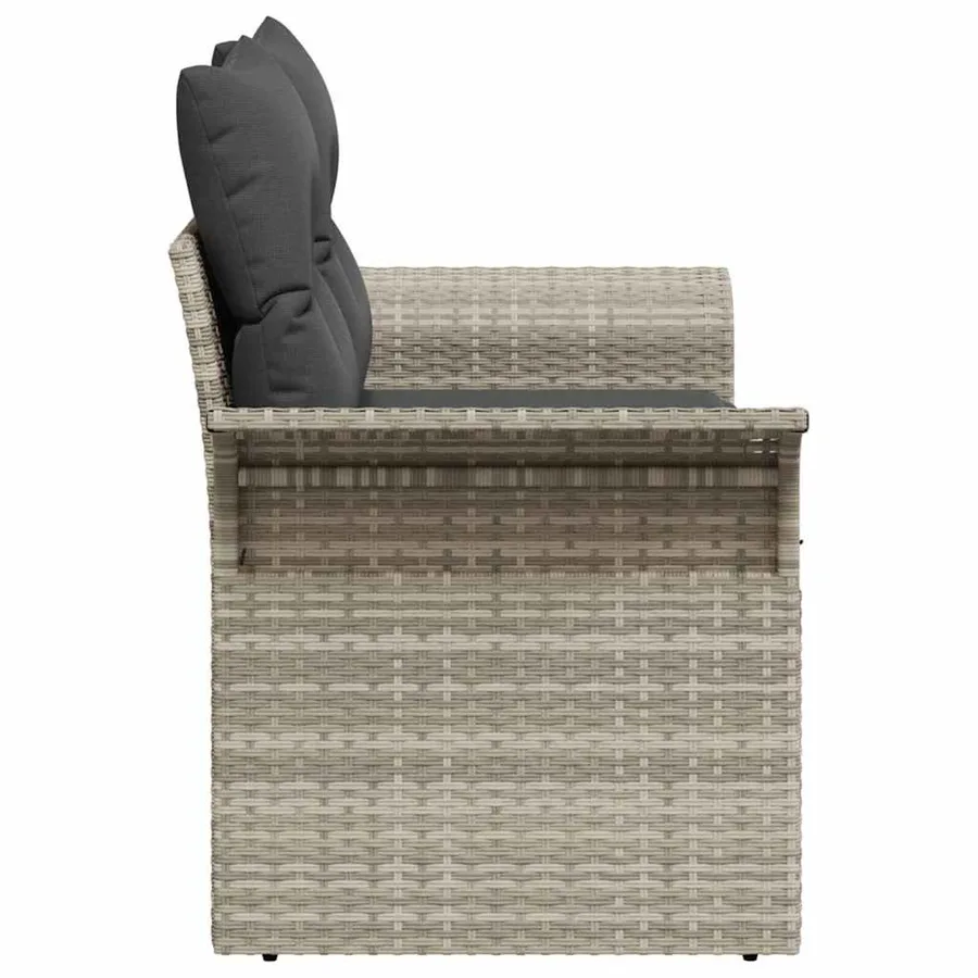 Canapé de jardin Gris clair 141 x 62 x 69 cm polyrotin - 6