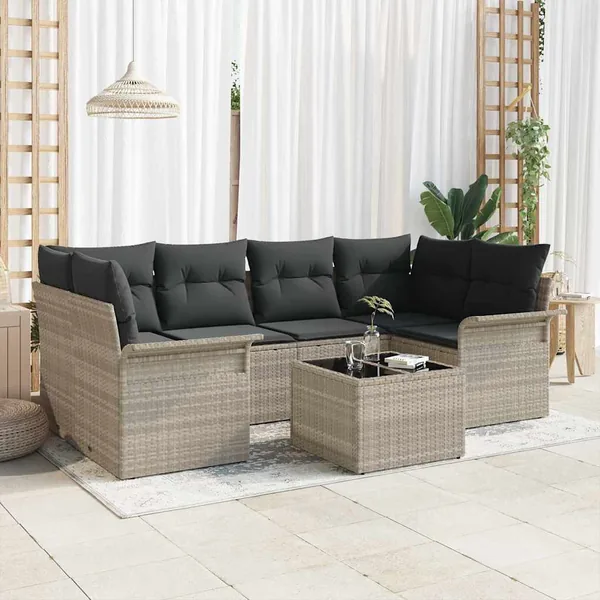 Ensemble de canapé de jardin 7 pcs Gris clair et gris foncé