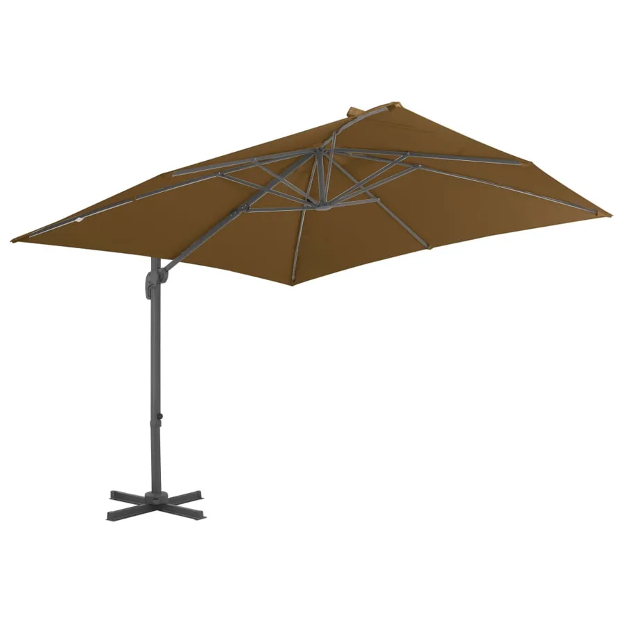 Parasol de jardin en porte-à-faux et poteau en aluminium taupe - 2