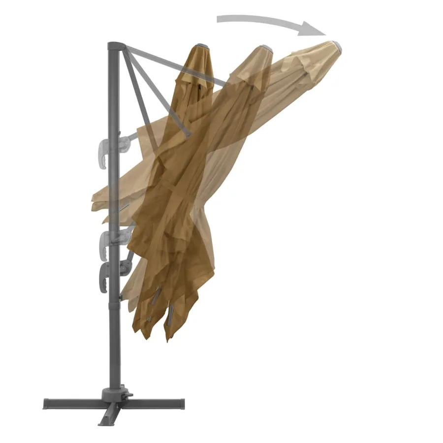 Parasol de jardin en porte-à-faux et poteau en aluminium taupe - 4