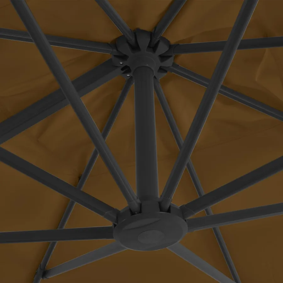 Parasol de jardin en porte-à-faux et poteau en aluminium taupe - 6