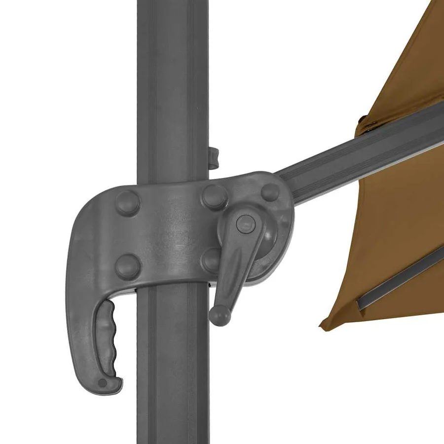Parasol de jardin en porte-à-faux et poteau en aluminium taupe - 7