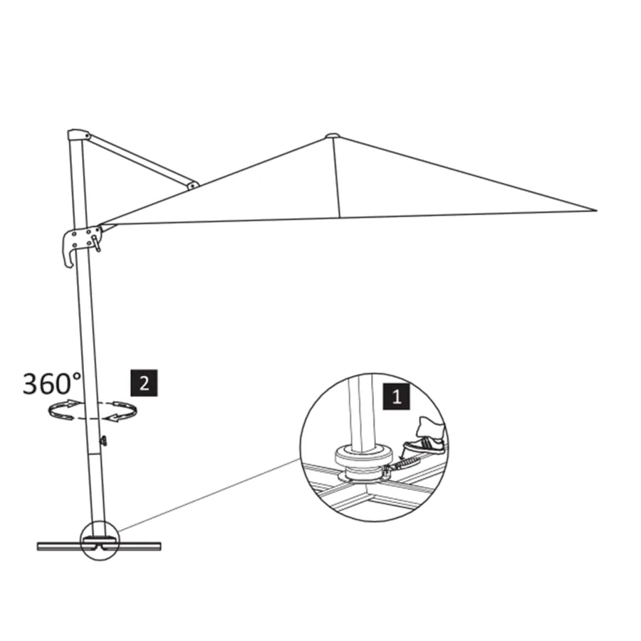 Parasol de jardin en porte-à-faux et poteau en aluminium taupe - 8