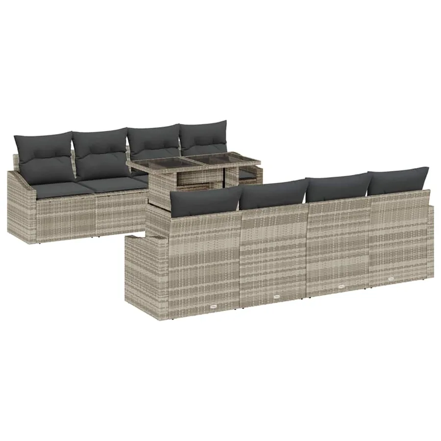 Ensemble de canapé de jardin 7 pcs Gris clair polyrotin - 2
