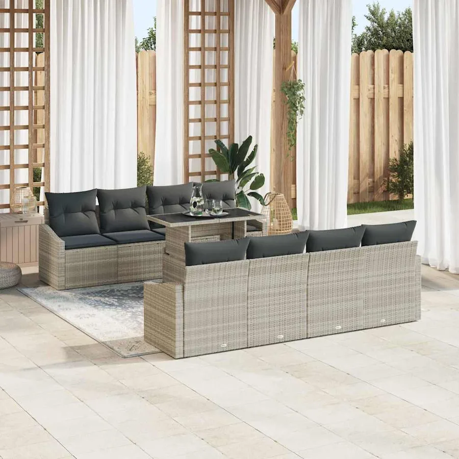Ensemble de canapé de jardin 7 pcs Gris clair polyrotin - 3