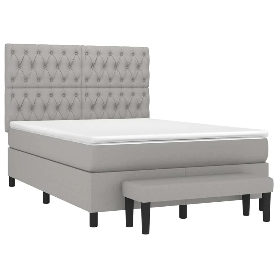 Sommier à lattes de lit avec matelas Gris clair 140x200cm Tissu - 3