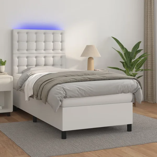 Sommier à lattes de lit avec matelas et LED Blanc 80x200 cm