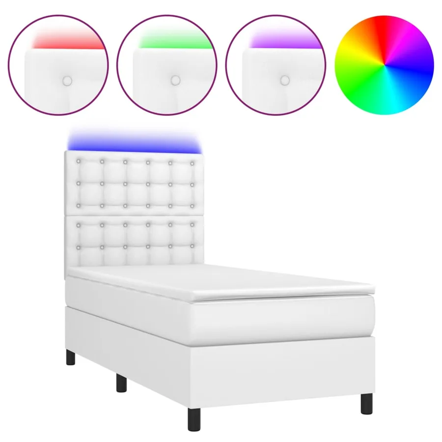Sommier à lattes de lit avec matelas et LED Blanc 80x200 cm - 2