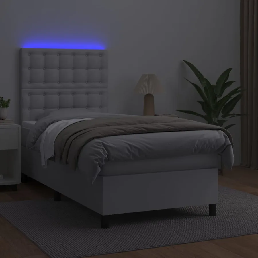 Sommier à lattes de lit avec matelas et LED Blanc 80x200 cm - 4