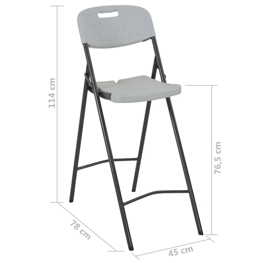 Chaises de bar pliables lot de 2 PEHD et acier Blanc - 8