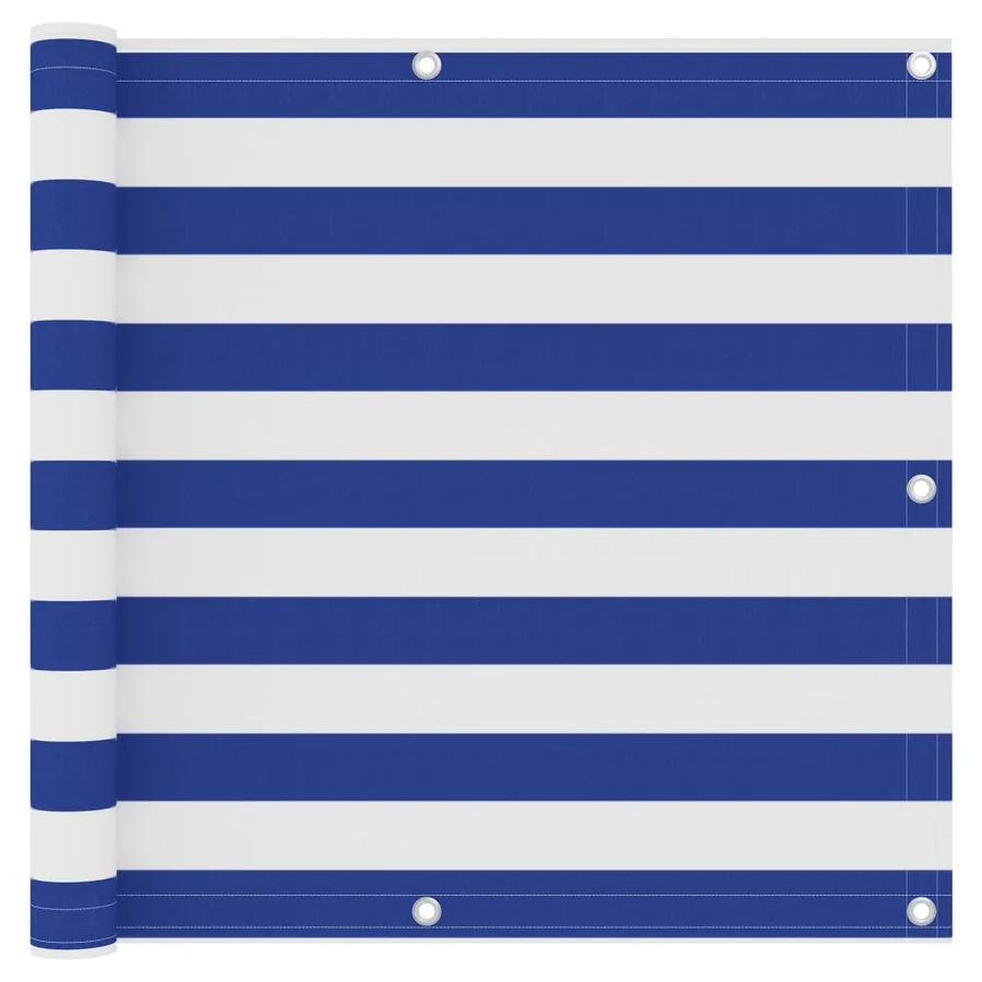 Écran de balcon Blanc et bleu 90x400 cm Tissu Oxford