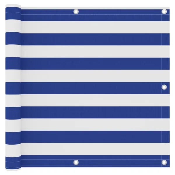 Écran de balcon Blanc et bleu 90x400 cm Tissu Oxford