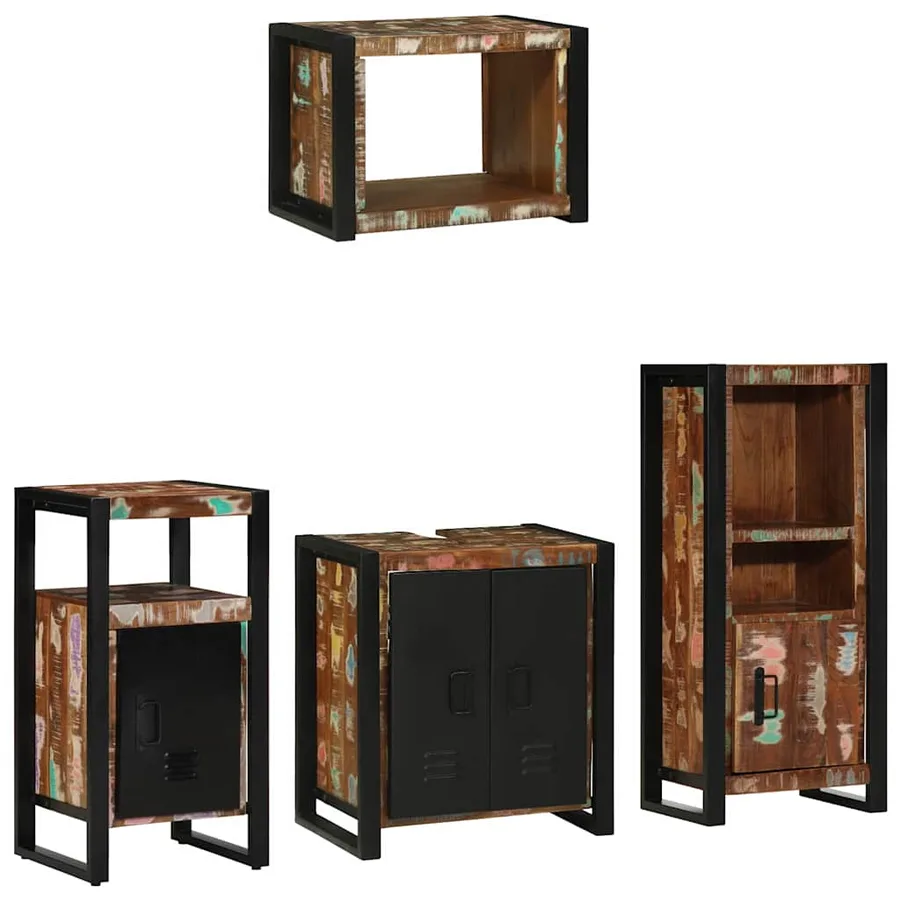 Ensemble de mobilier de salle de bain 4 pcs Bois Recyclé Solide - 10