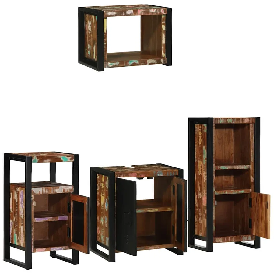 Ensemble de mobilier de salle de bain 4 pcs Bois Recyclé Solide - 3