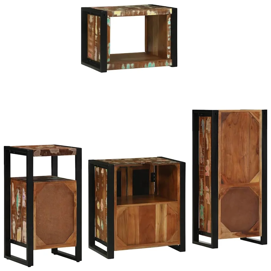 Ensemble de mobilier de salle de bain 4 pcs Bois Recyclé Solide - 9