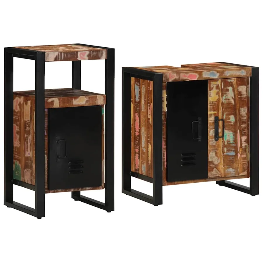 Ensemble de mobilier de salle de bain 2 pcs Bois Recyclé Solide - 2