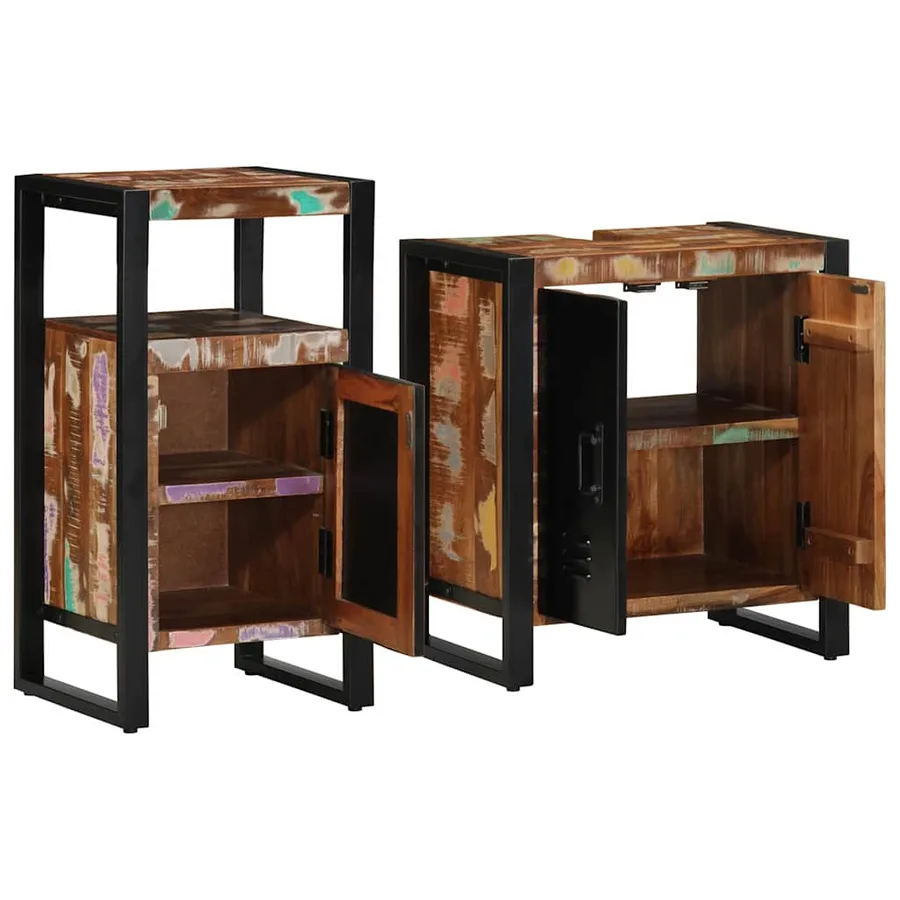 Ensemble de mobilier de salle de bain 2 pcs Bois Recyclé Solide - 3