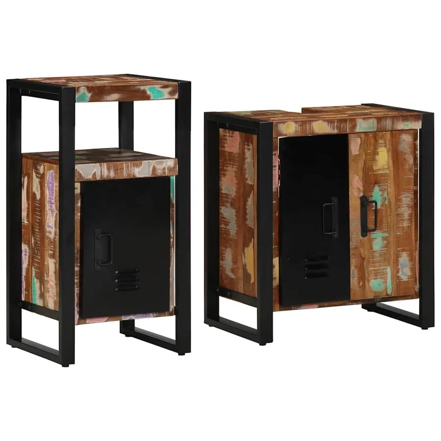 Ensemble de mobilier de salle de bain 2 pcs Bois Recyclé Solide - 8